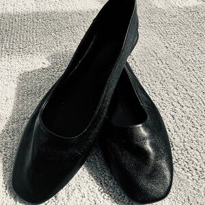 MNG Black Leather Ballet Flats